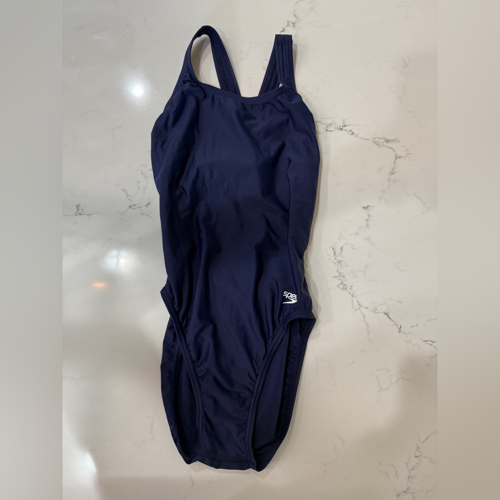 Navy Blue Speedo One-Piece Racing Swimsuit